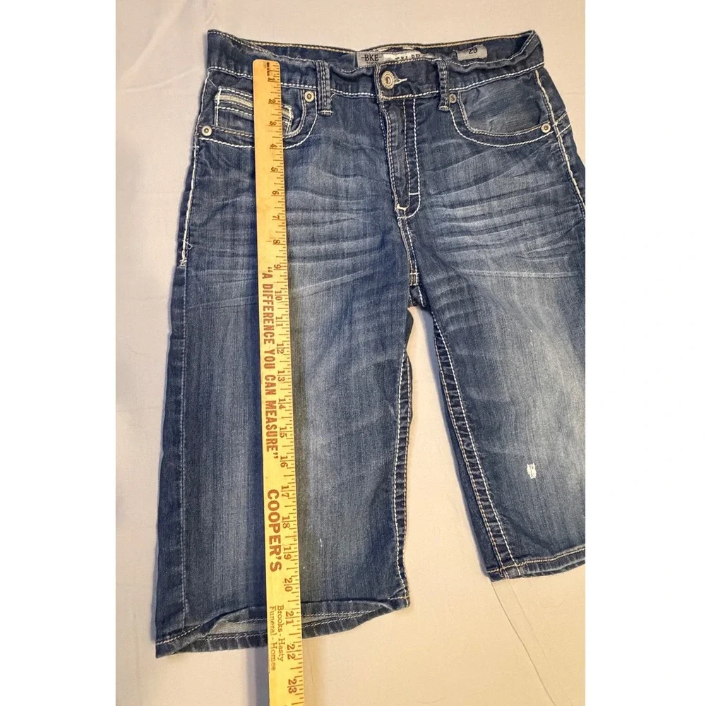 BKE Tyler Mens‎ Denim Shorts Size 29 Medium Wash Distressed Contrast Stitch